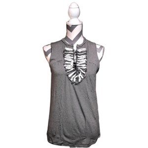 Apart Black and White Striped Ruffled Blouse